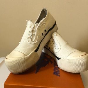 Rocket Dog White Canvas Platform Slides